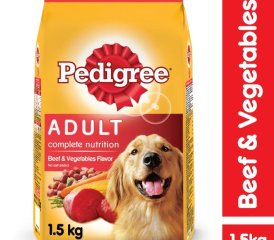 Thức ăn hạt cho Chó lớn Pedigree gói 1.5kg - Vị Thịt Bò & Rau Củ